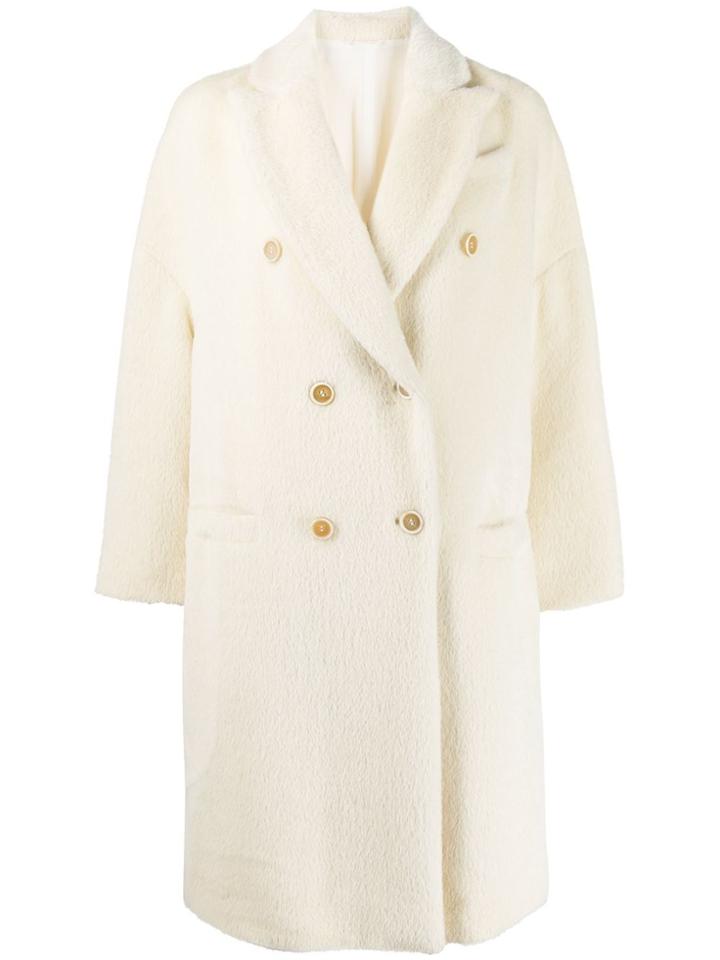 Brunello Cucinelli Double-breasted Knit Coat - Neutrals
