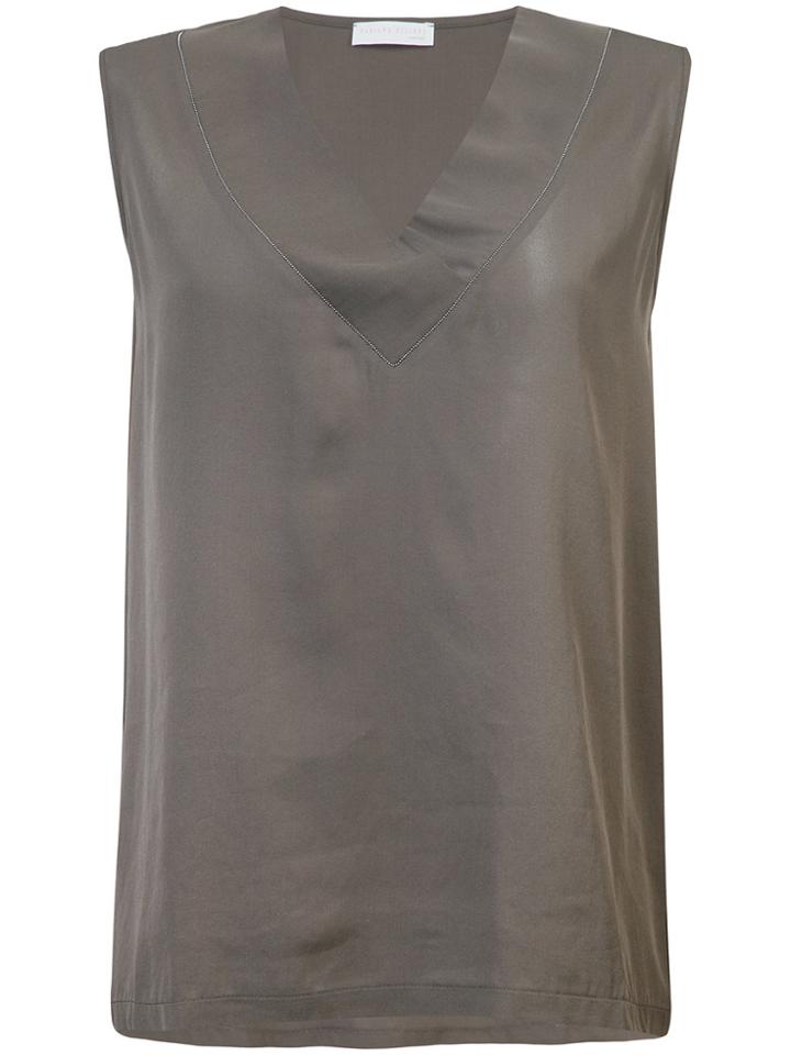 Fabiana Filippi V Neck Sleeveless Blouse - Brown