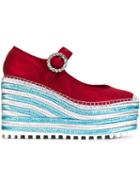 Marc By Marc Jacobs Anjelica Wedge Espadrilles, Women's, Size: 38.5, Red, Rubber/goat Skin/cotton