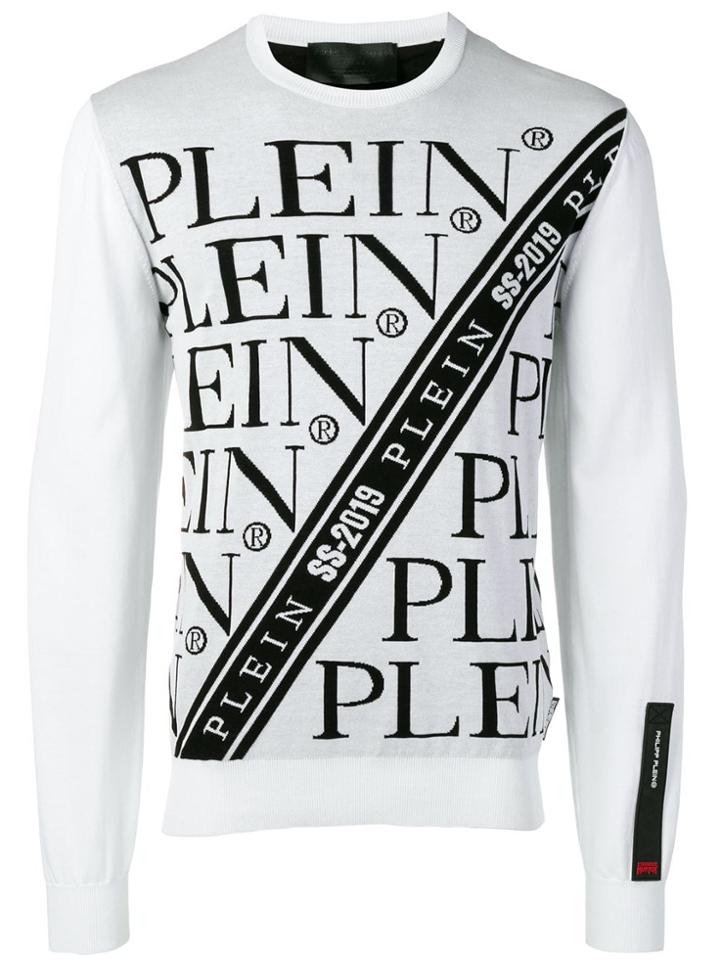 Philipp Plein Multi Logo Intarsia Jumper - White