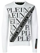 Philipp Plein Multi Logo Intarsia Jumper - White