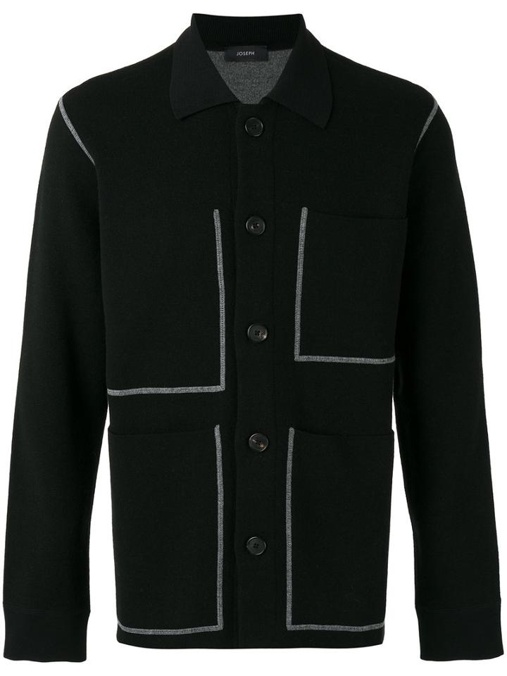 Joseph Patch Pocket Cardigan, Men's, Size: Small, Black, Polyester/spandex/elastane/viscose/wool
