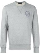 Alexander Mcqueen Skull Embroidered Sweatshirt, Men's, Size: Xs, Grey, Organic Cotton/polyester/viscose
