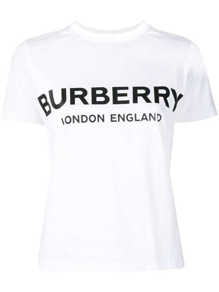 Burberry Logo Printed T-shirt - White