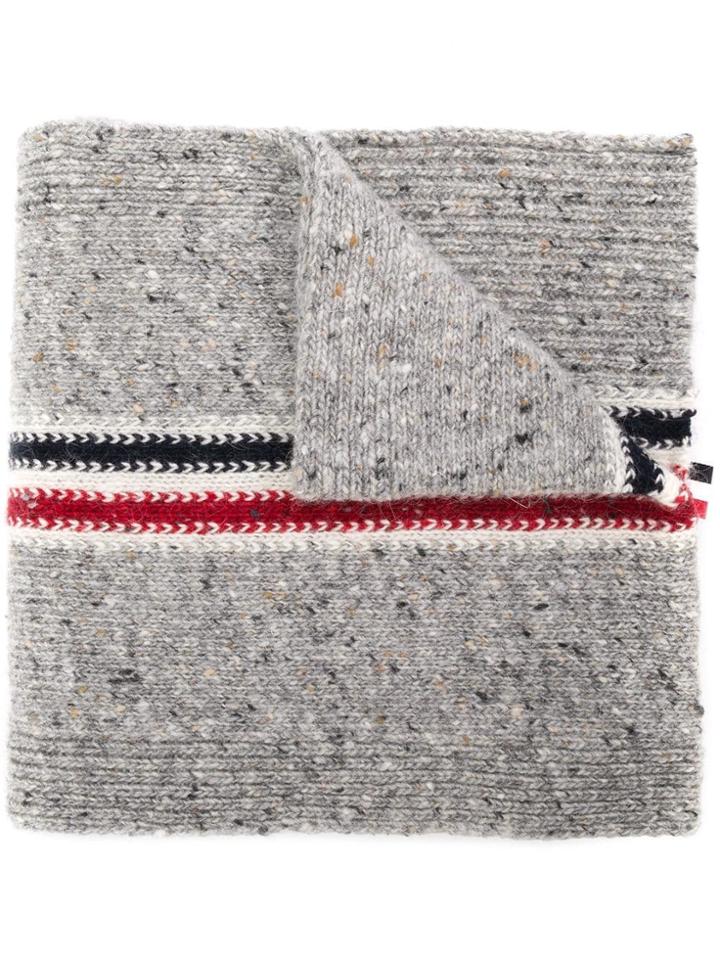 Thom Browne Striped Long Scarf - Grey