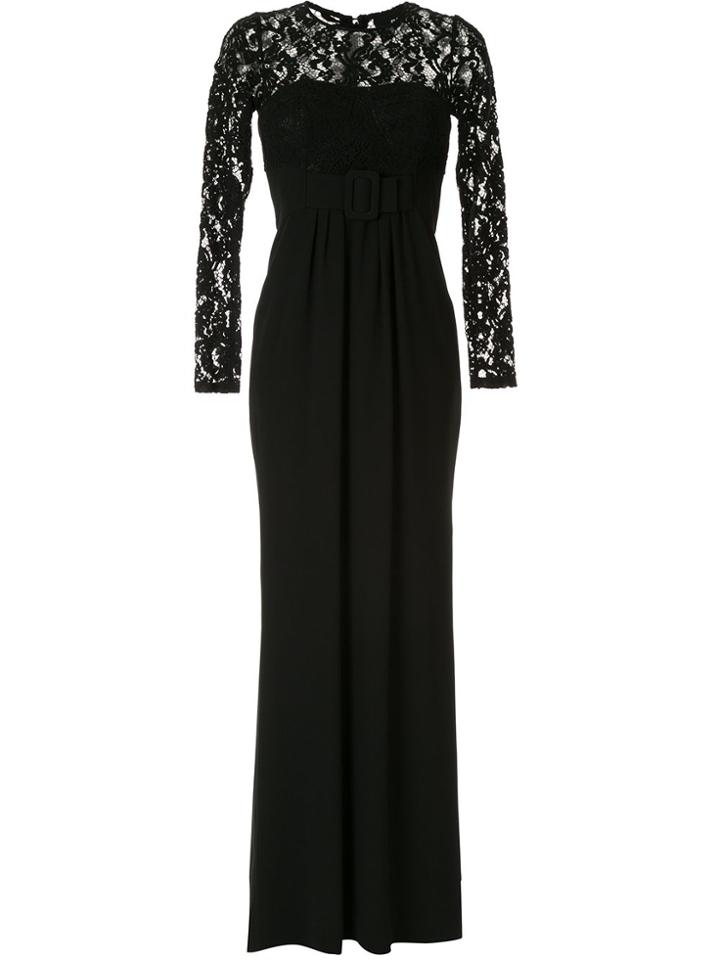 Paule Ka Ls Fitted Evening Drs Lace Insert W/ See-thru Effect W/