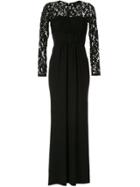 Paule Ka Ls Fitted Evening Drs Lace Insert W/ See-thru Effect W/