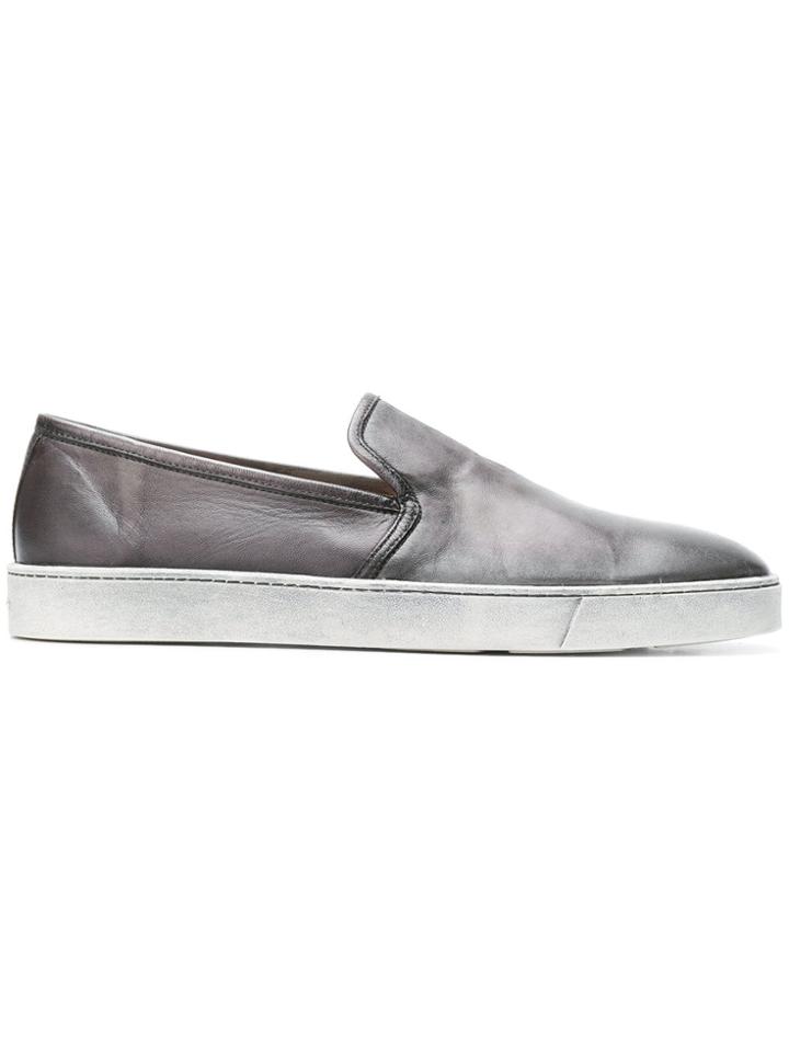 Santoni Distressed Slip-on Sneakers - Grey