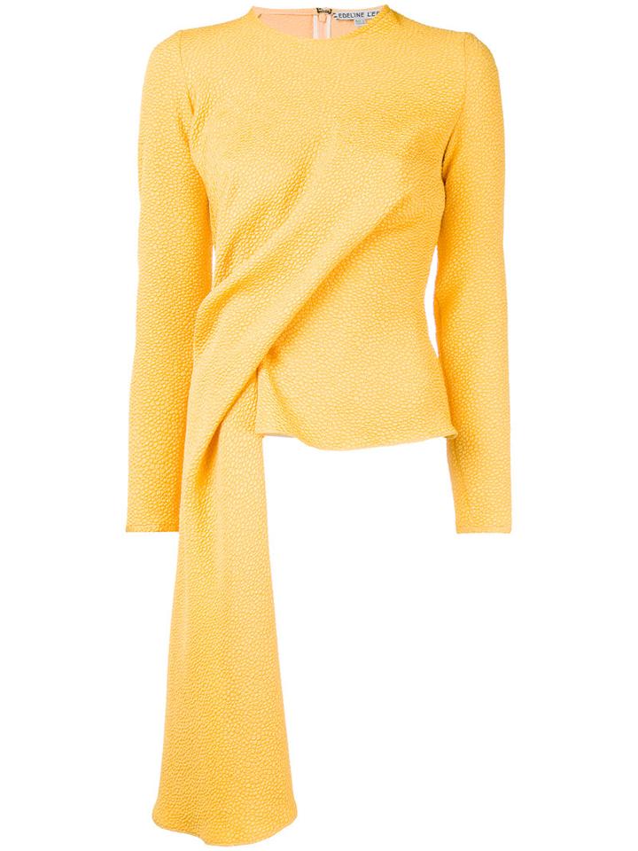 Edeline Lee - Draped Blouse - Women - Polyester/spandex/elastane - 8, Yellow/orange, Polyester/spandex/elastane