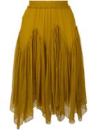 Chloé Smocked Skirt, Women's, Size: 36, Yellow/orange, Silk/polyester