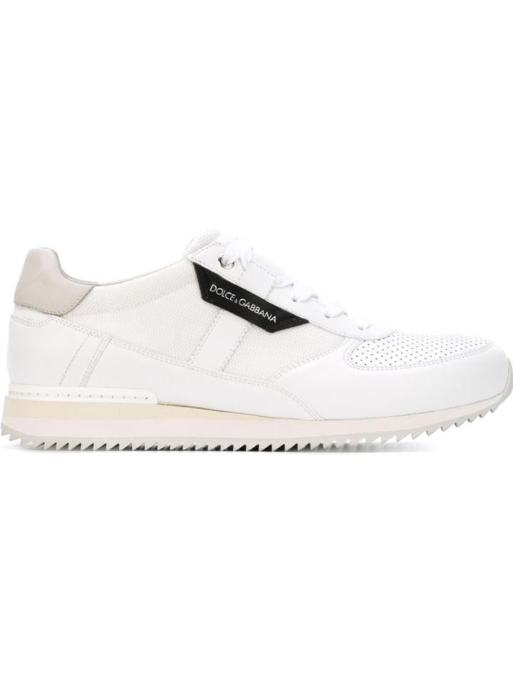 Dolce & Gabbana Panelled Sneakers, Men's, Size: 42, White, Leather/rubber/nylon