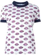 Prada Lip Print T-shirt, Women's, Size: Large, White, Cotton