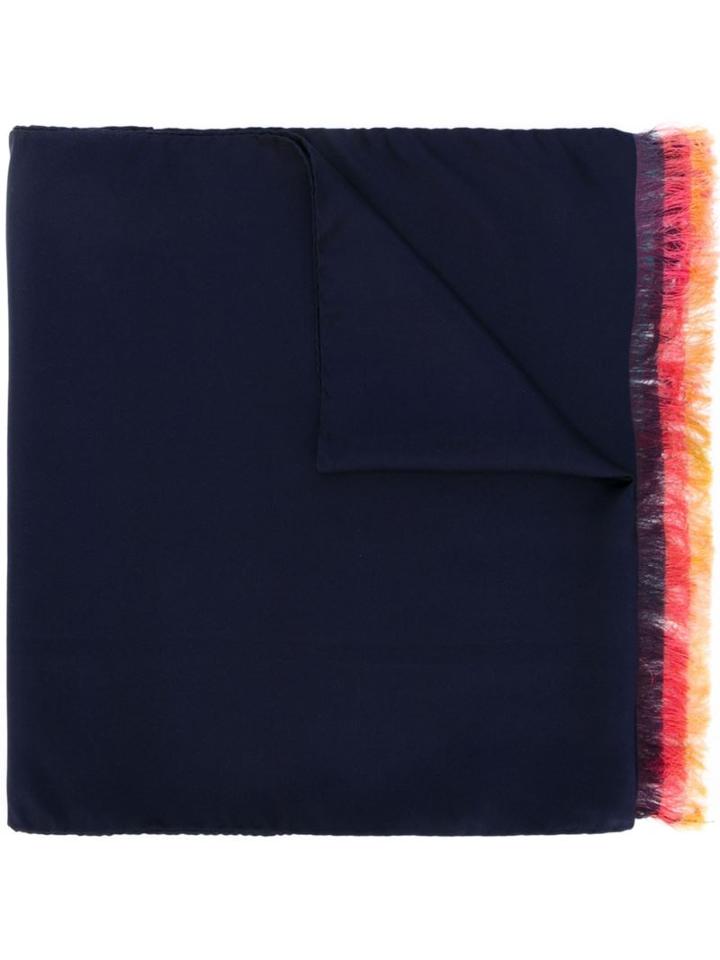 Paul Smith Contrasting Fringe Scarf, Men's, Blue, Silk