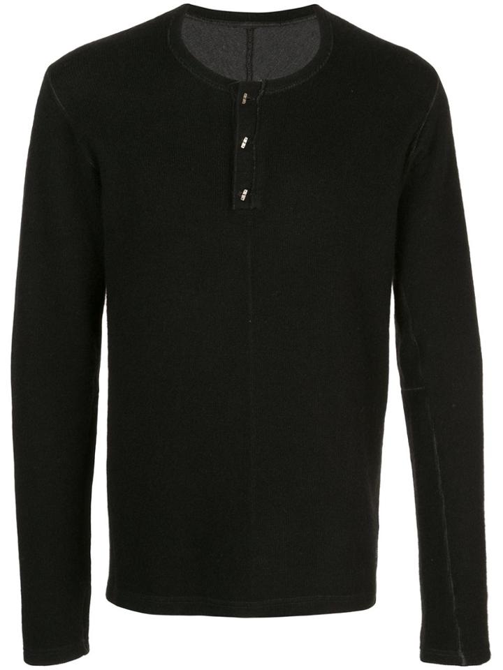Taichi Murakami Half-button Crewneck Sweater - Black