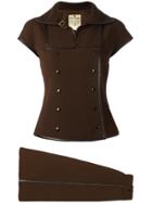 Courrèges Vintage Piped Skirt Suit - Brown