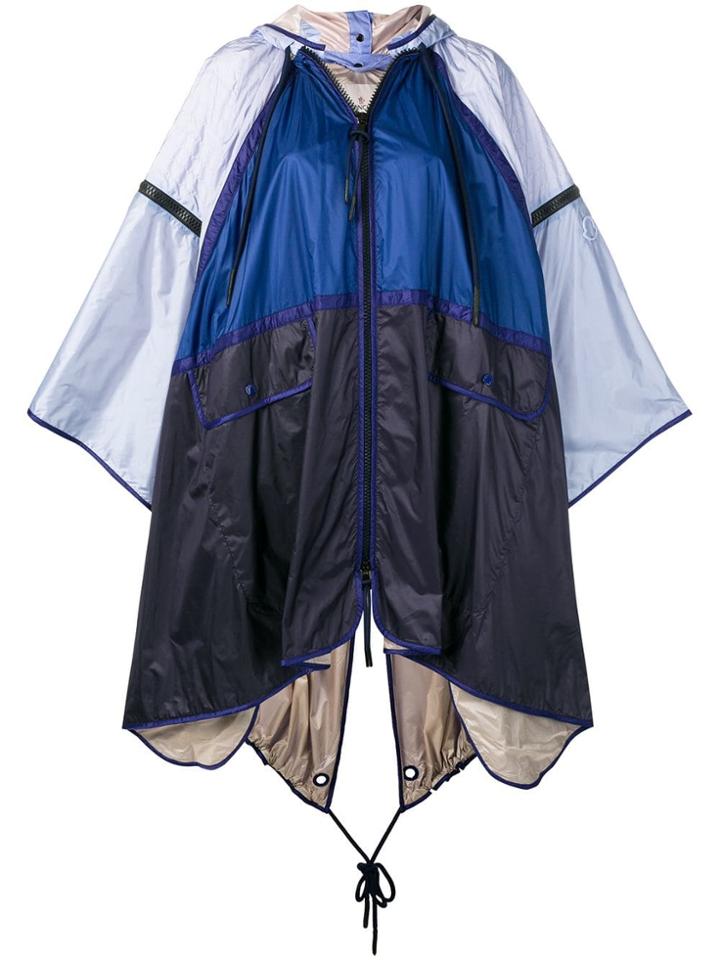 Moncler Colour Block Hooded Cape - Blue