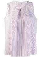 Aspesi Striped Sleeveless Blouse - White