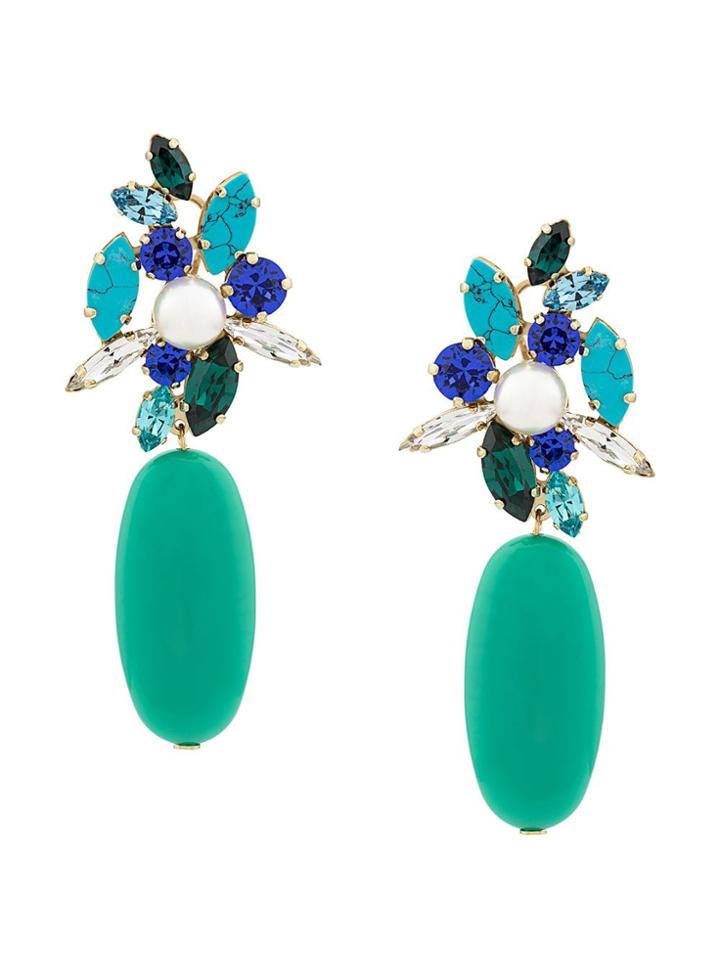 Shourouk Crystal Drop Earrings - Green