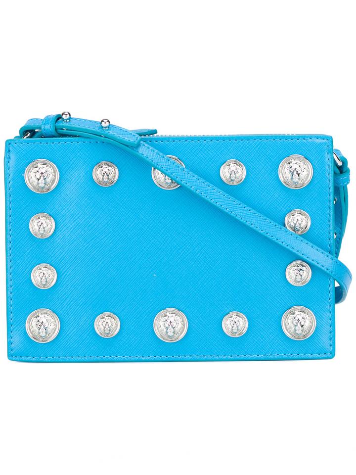 Versus Lion Head Crossbody Bag, Women's, Blue, Metal (other)/calf Leather/cotton