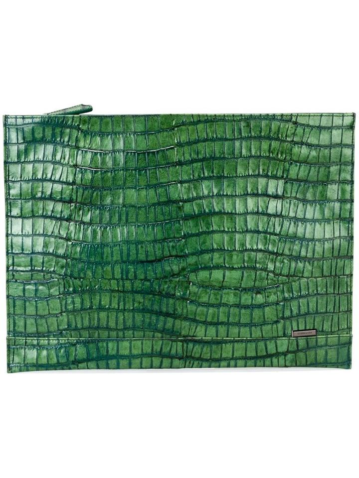 Zanellato Crocodile Effect Clutch, Women's, Green