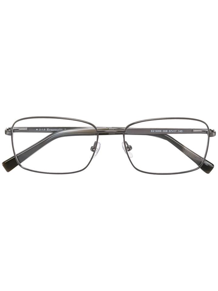 Ermenegildo Zegna Square Frame Glasses, Grey, Acetate/metal