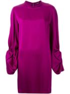 Gathered Sleeve Dress, Women's, Size: 44, Pink/purple, Silk/polyamide/polyester, Alexander Mcqueen