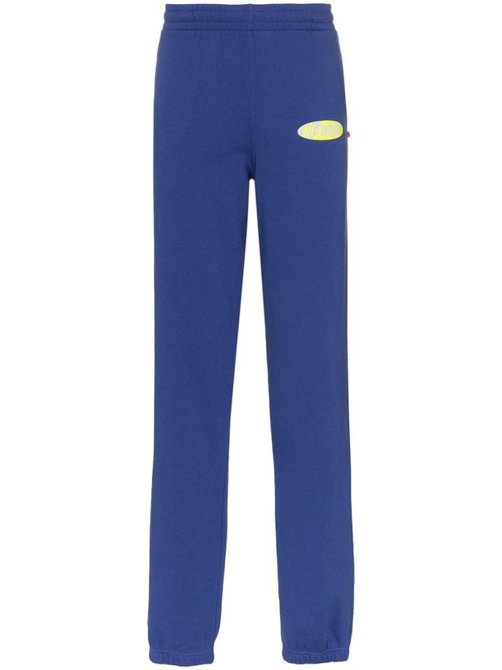 Off-white Logo Print Cotton Sweat Pants - Blue
