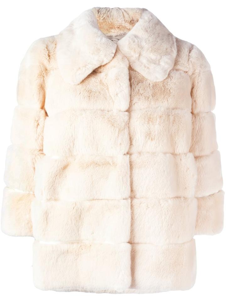 Yves Salomon Fur Jacket, Women's, Size: 38, Nude/neutrals, Rabbit Fur/goat Fur/silk/polyester