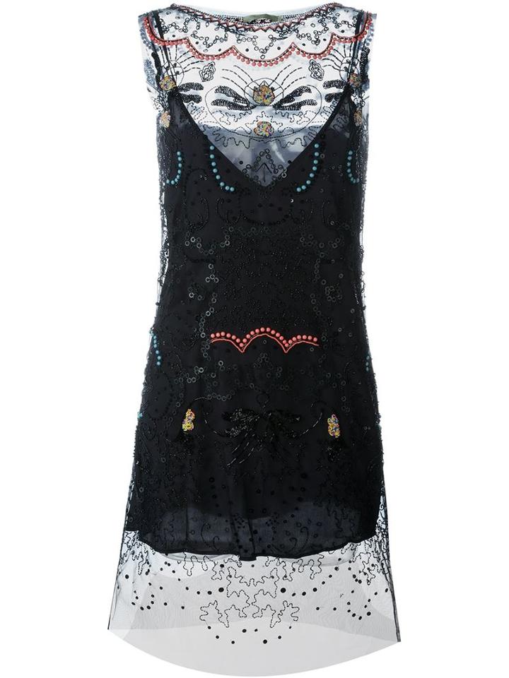Amen Embellished Overlay Mini Dress