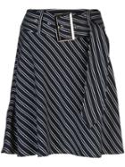 Opening Ceremony Belted Striped Flare Skirt - Black