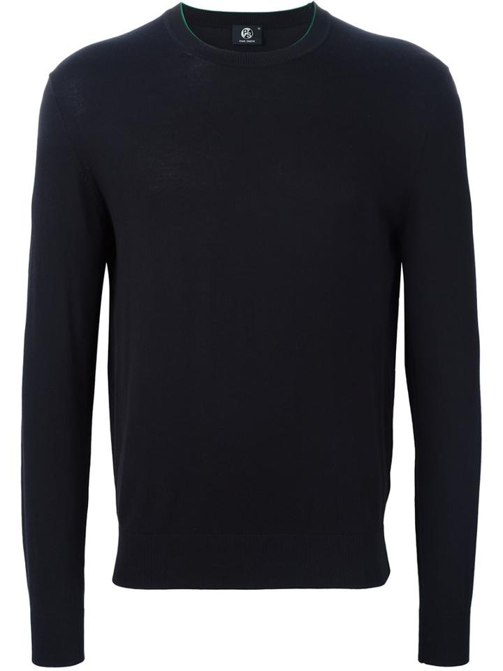 Ps By Paul Smith Crew Neck Sweatshirt, Men's, Size: Small, Black, Cotton/nylon/spandex/elastane