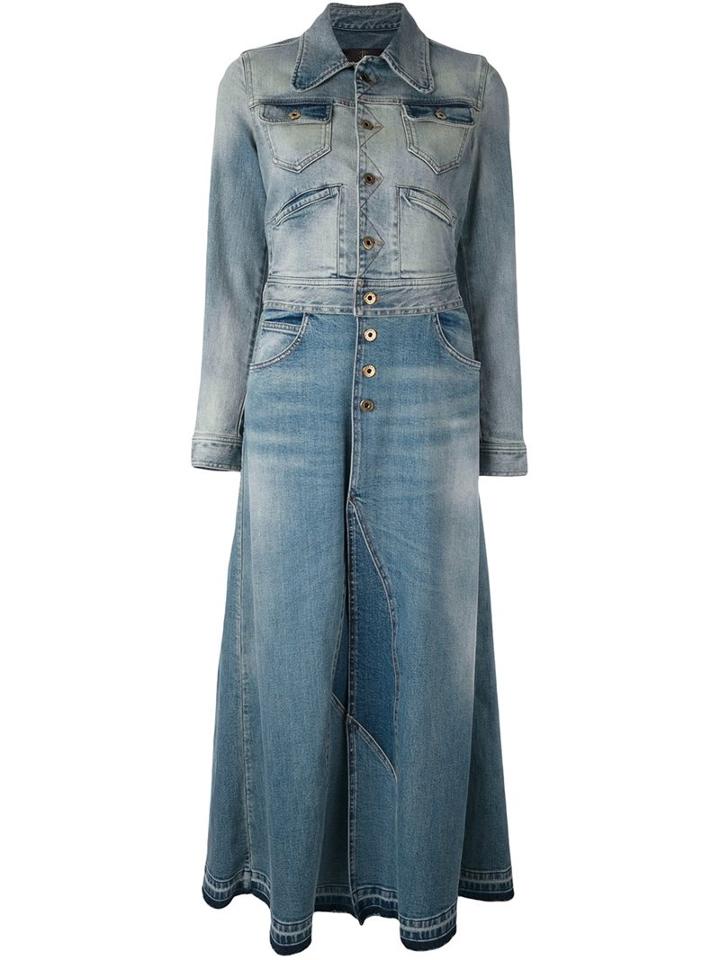 Roberto Cavalli Denim Coat, Women's, Size: 42, Blue, Cotton/spandex/elastane