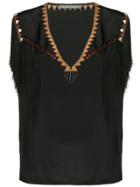 Alberta Ferretti Beaded Neck Blouse - Black