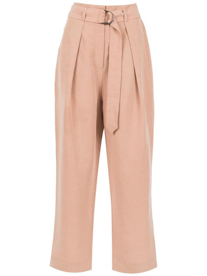 Andrea Marques Belted Cropped Trousers - Nude & Neutrals