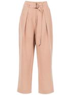 Andrea Marques Belted Cropped Trousers - Nude & Neutrals