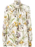 Alexander Mcqueen Wild Iris Bow Tie Blouse - Nude & Neutrals