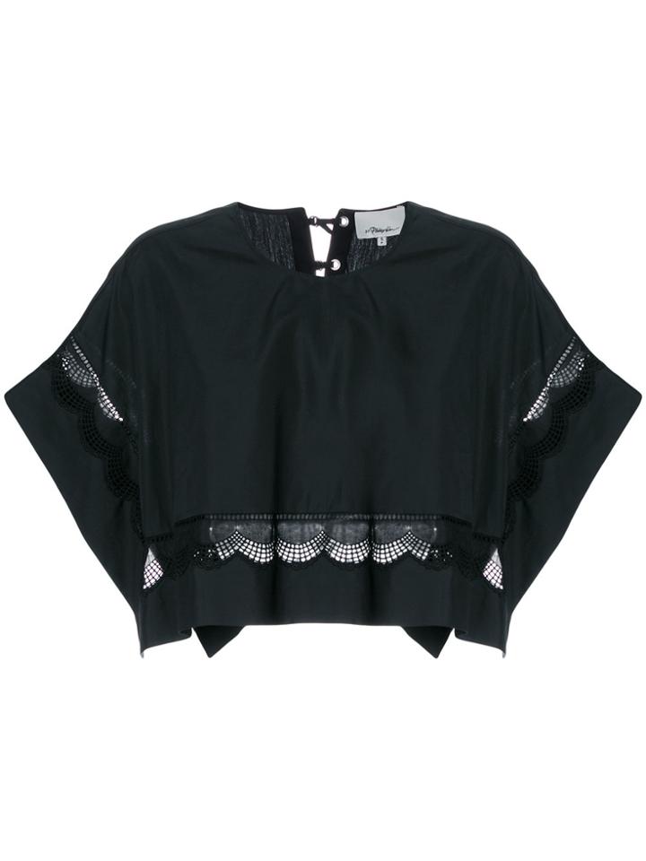 3.1 Phillip Lim Cropped Lace-hem Top - Black