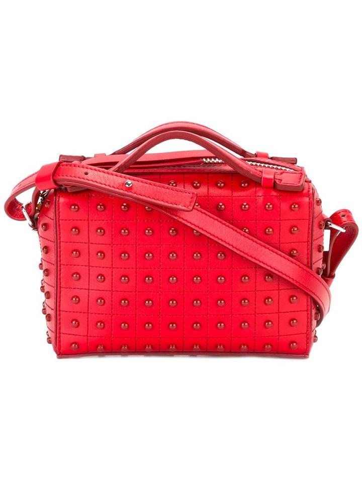 Tod's Studded Crossbody Bag, Women's, Red, Calf Leather/leather/rubber