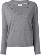 Liu Jo Star-stud Fitted Sweater - Grey