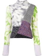 Zoe Jordan Contrast Panel Asymmetric Sweater - Green