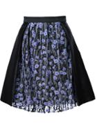 Carven Flower Motif Embellished Skirt, Women's, Size: 40, Black, Polyester