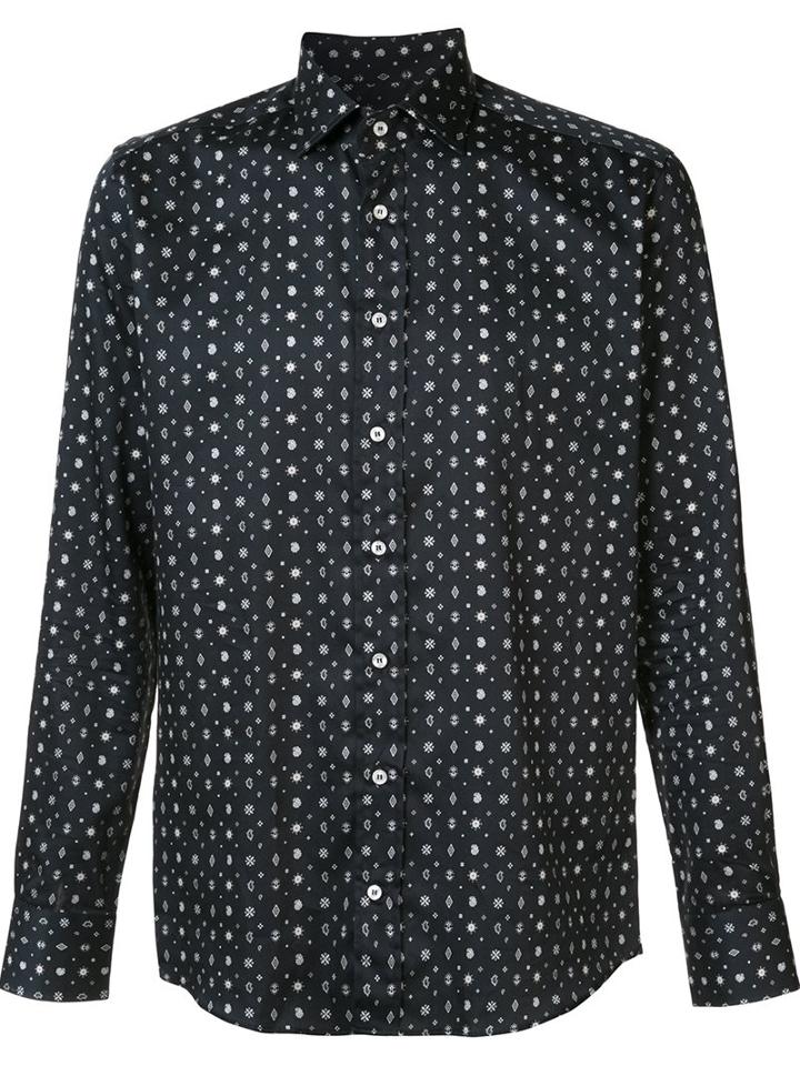 Etro Micro Print Shirt, Men's, Size: 41, Black, Cotton