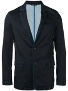 Diesel Washed Effect Blazer, Men's, Size: Small, Blue, Cotton/polyester/spandex/elastane