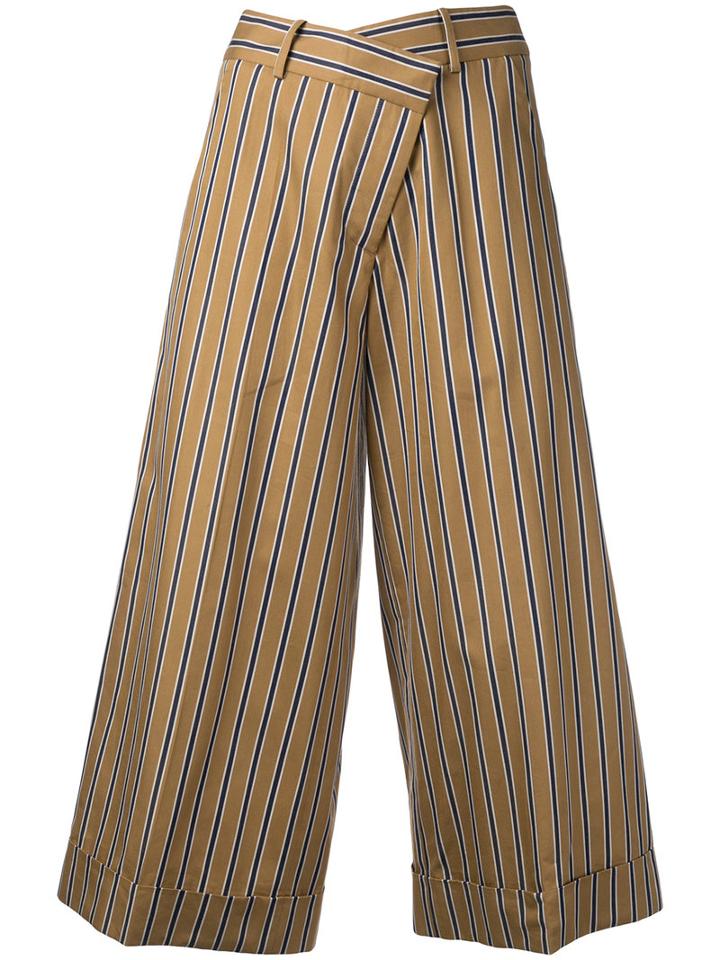Monse - Wide Leg Trousers - Women - Cotton/tencel - 2, Brown, Cotton/tencel