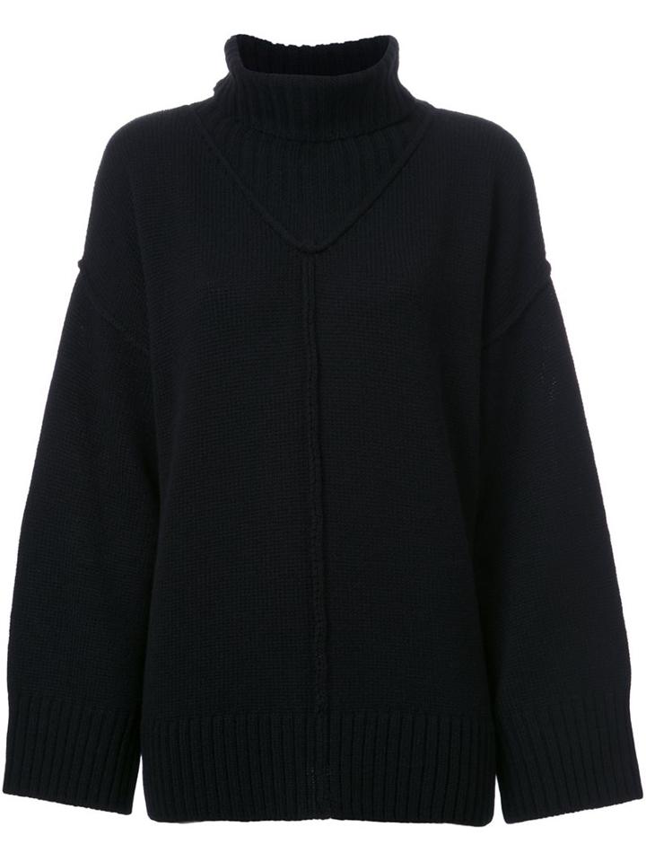 G.v.g.v. Raw Edge Turtleneck Pullover, Women's, Size: Xs, Black, Wool