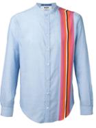 Msgm Stripe Detail Shirt, Men's, Size: 39, Blue, Cotton