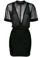 Balmain Ruched Mini Dress - Black
