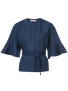 Palmer / Harding Belted Collarless Shirt - Blue