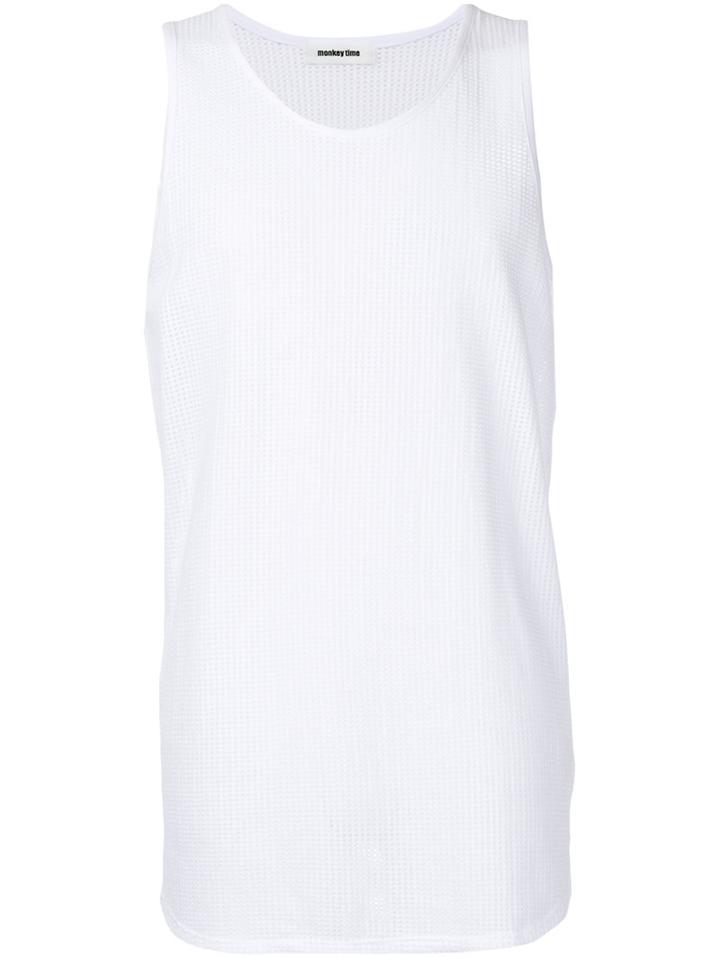 Monkey Time - Jersey Long Vest - Men - Cotton - L, White, Cotton