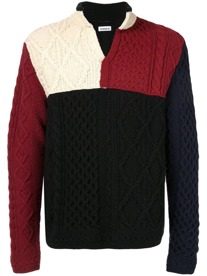 Coohem Aran Patchwork Knit Jumper - Multicolour